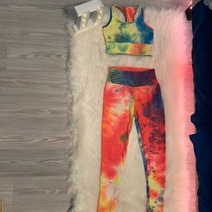 Two piece , tie dye , spandex pants set